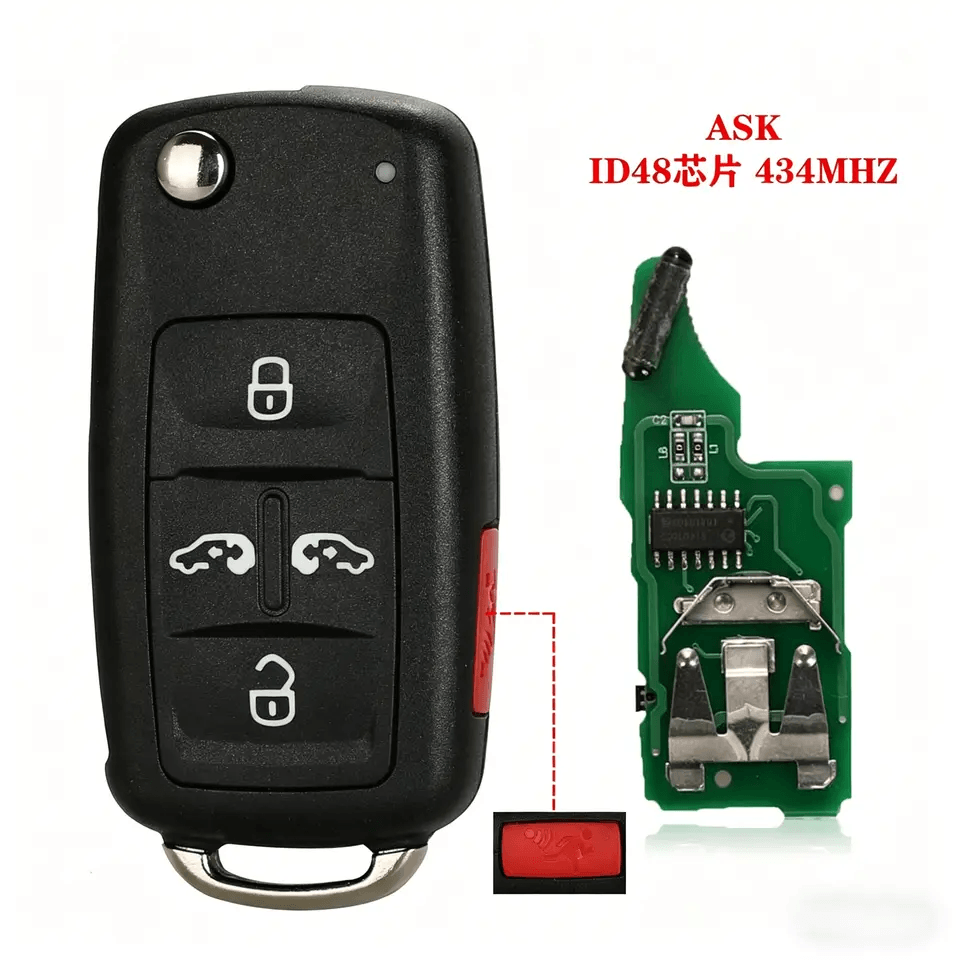 5 Buttons Fold Semi-Smart Car Remote Key 434MHz ID48 Chip 5K0837202AD For Volkswagen