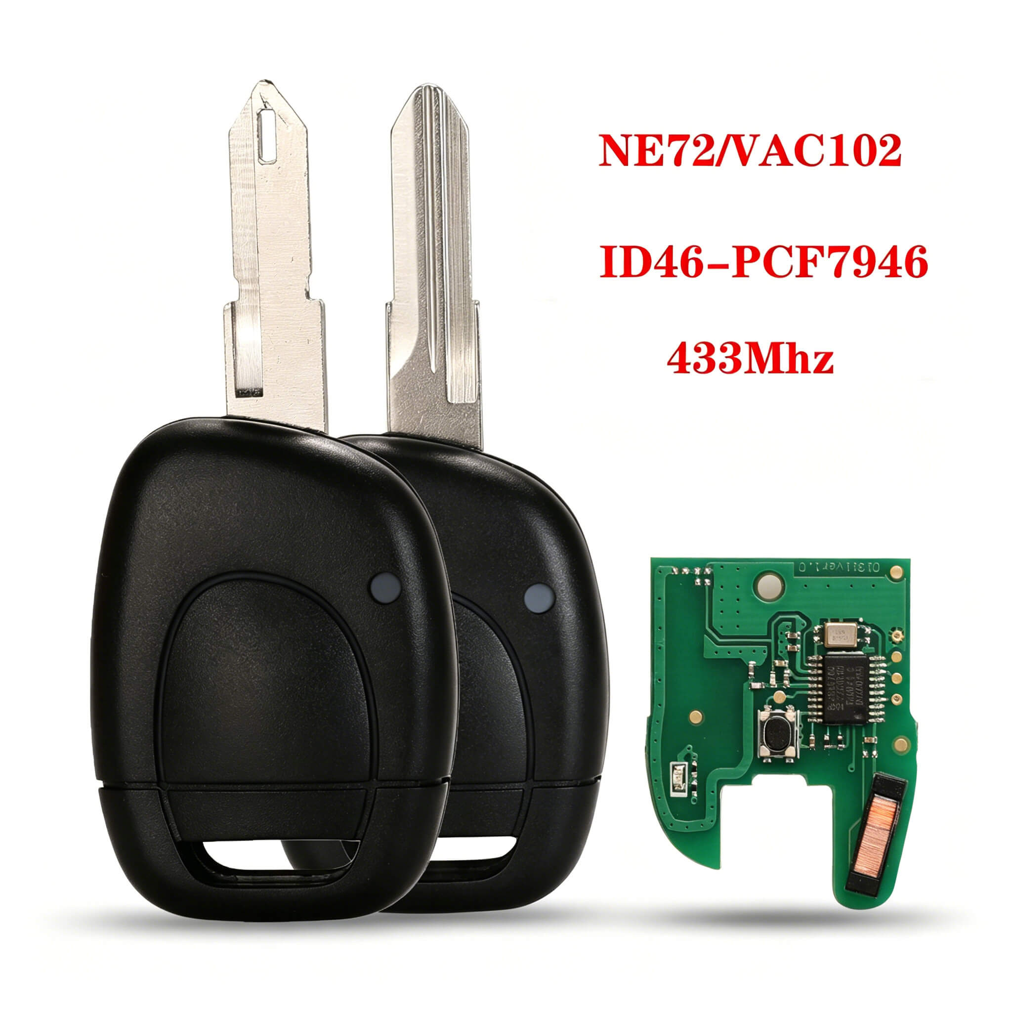 1 Button Straight Remote Car Key 433MHz PCF7946 Chip For Renault
