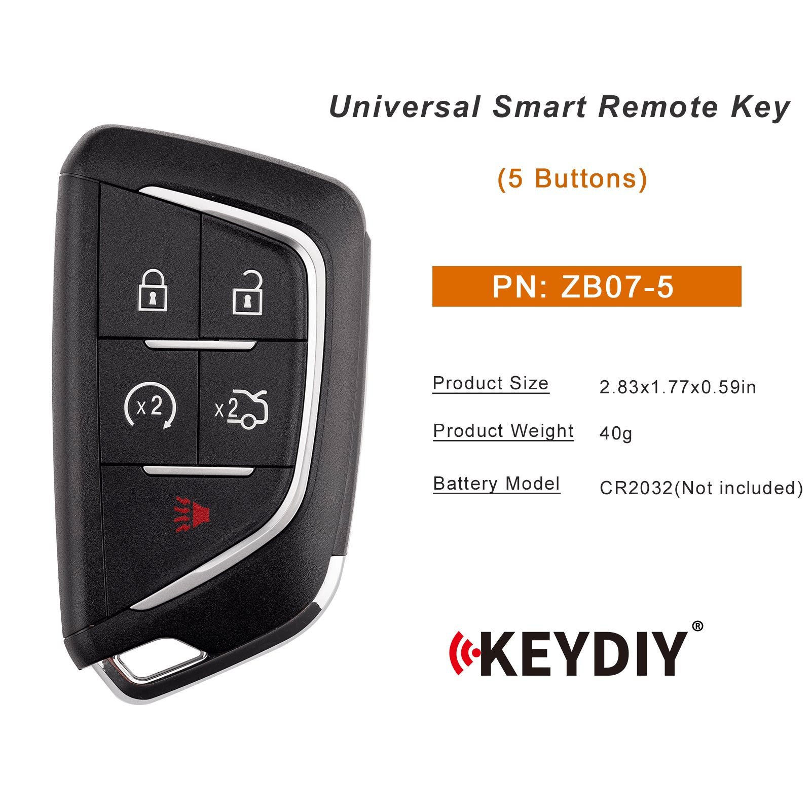 KEYDIY KD ZB07-5 Smart Remote Key for Cadillac Type 5 Buttons