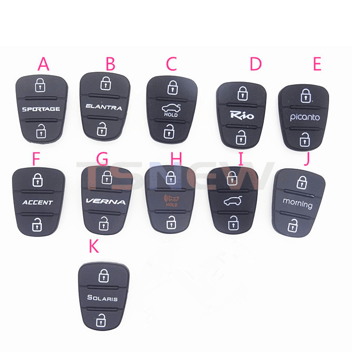 Replacement Rubber Key Button Pad For Hyundai Verna Elantra i30 Kia K2 Sportage, Silicone Remote Key Skin Cover