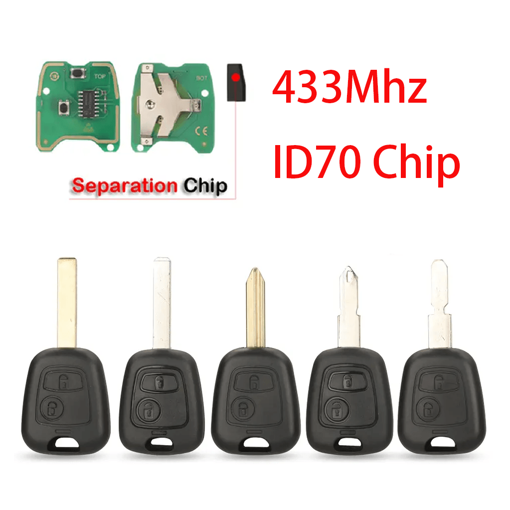 2 Buttons Straight Remote Car Key 433MHz 4D70 Non Transponder Chip For Peugeot Citroen