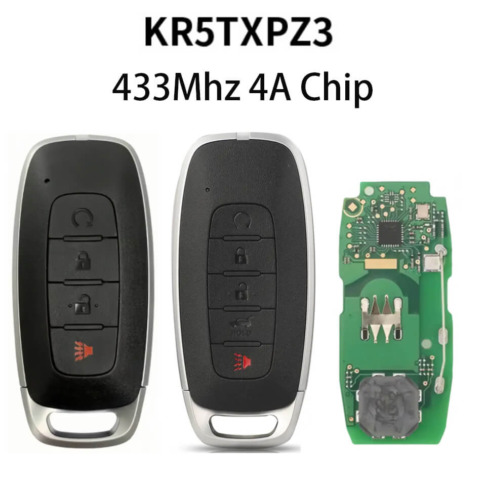 4/5 Button Smart Remote Key 4A Chip 433MHz KR5TXPZ3 For Nissan