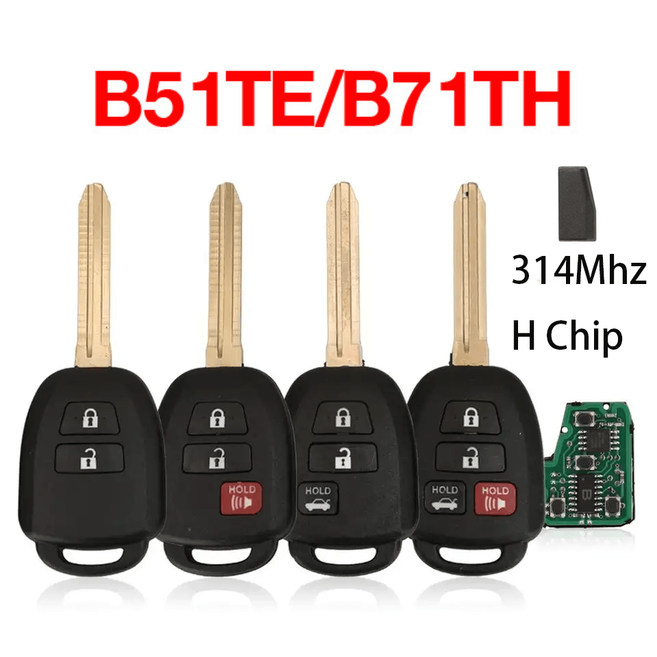 2/3/4 Buttons Remote Car Key Fob 314.4MHz H Transponder Chip B51TE B71TH For Toyota