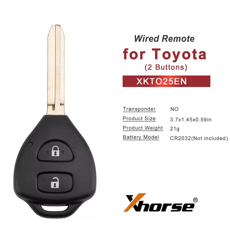 Xhorse XKTO25EN Second Generation for Toyota 2 Buttons Triangle Wired Remote Key