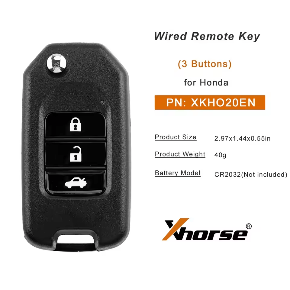 Xhorse XKHO20EN for Honda Folding 3 Buttons Second Generation Wired Remote Key Update Version of XKHO00EN