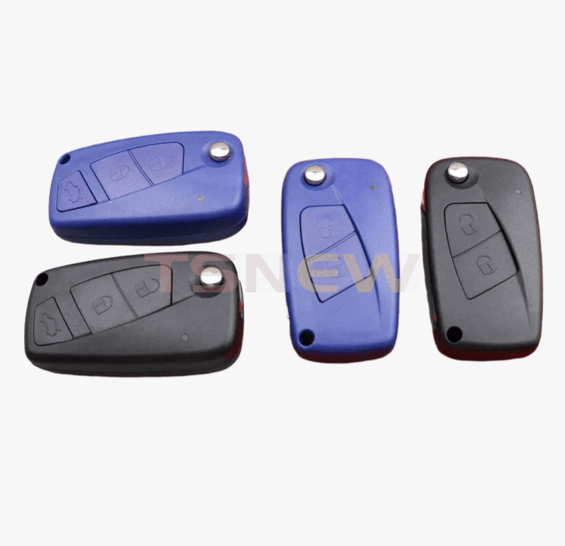 2/3 Button Key Shell For Fiat Folding Smart Key  Blue Black - Side Battery Holder
