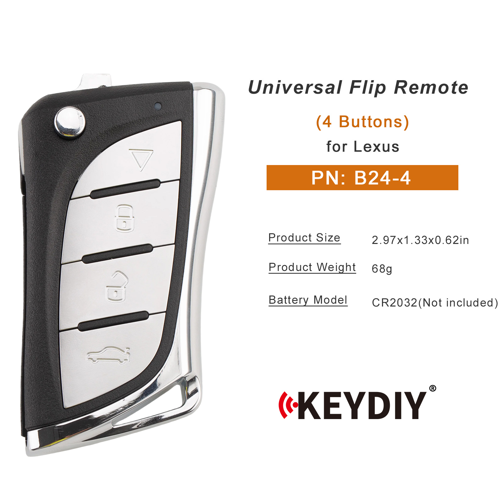 KEYDIY KD B24-4 Flip Remote Key for Lexus Type 4 Buttons
