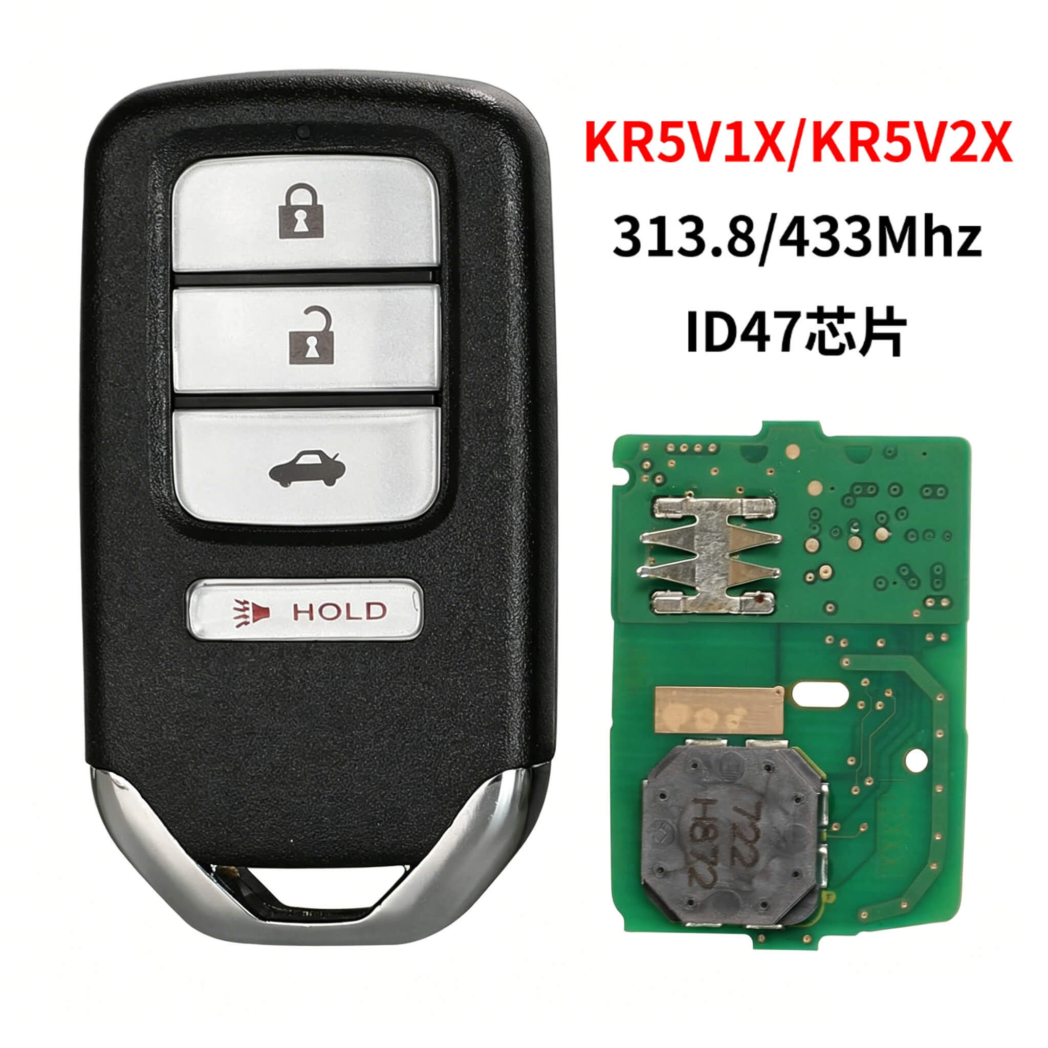 4 Button Smart Remote Key ID47 Chip 433MHz KR5V1X/KR5V2X For Honda