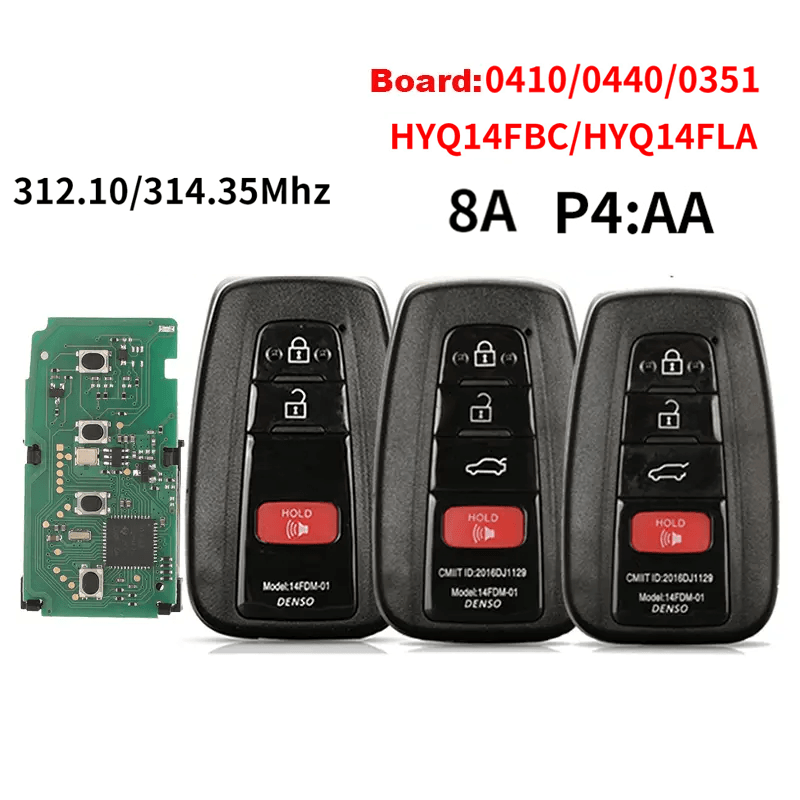Remote Car Key Fob With 8A Transponder Chip 312MHz & 314MHz FCC HYQ14FBC HYQ14FLA For Toyota