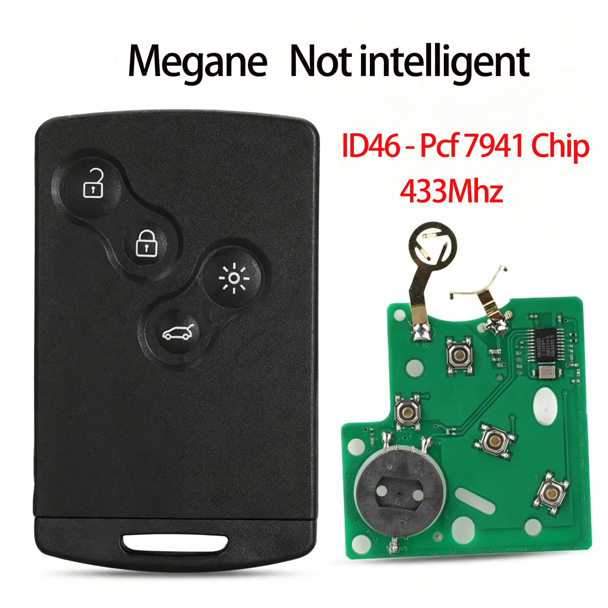 4 Buttons Car Remote Key Card For Renault Koleos Megane 433mhz Ask Id46 Pcf7941 Chip Non Hands Free Smart Key Fob