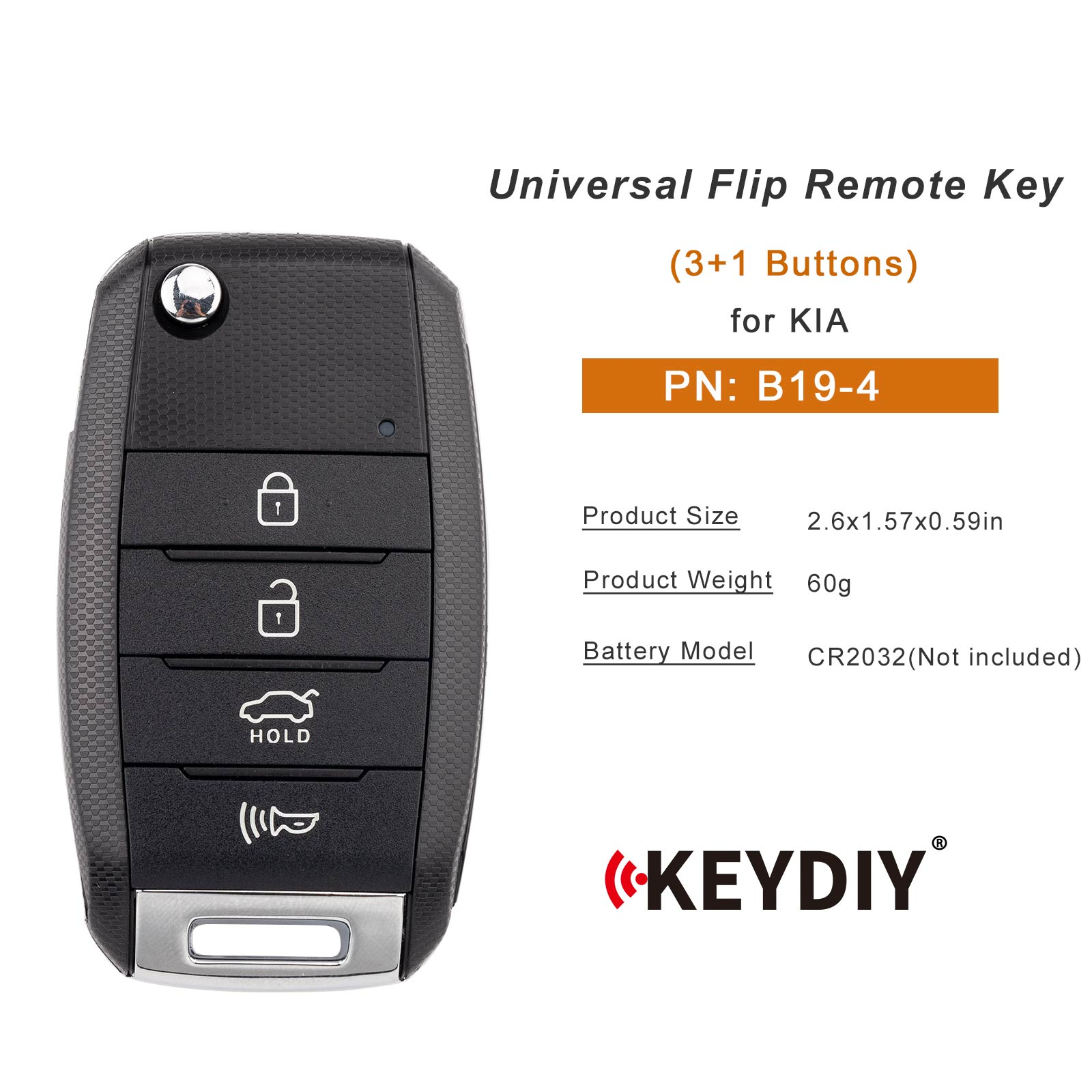 KEYDIY KD B19-4 Flip Remote Key for KIA Type 3+1 Buttons