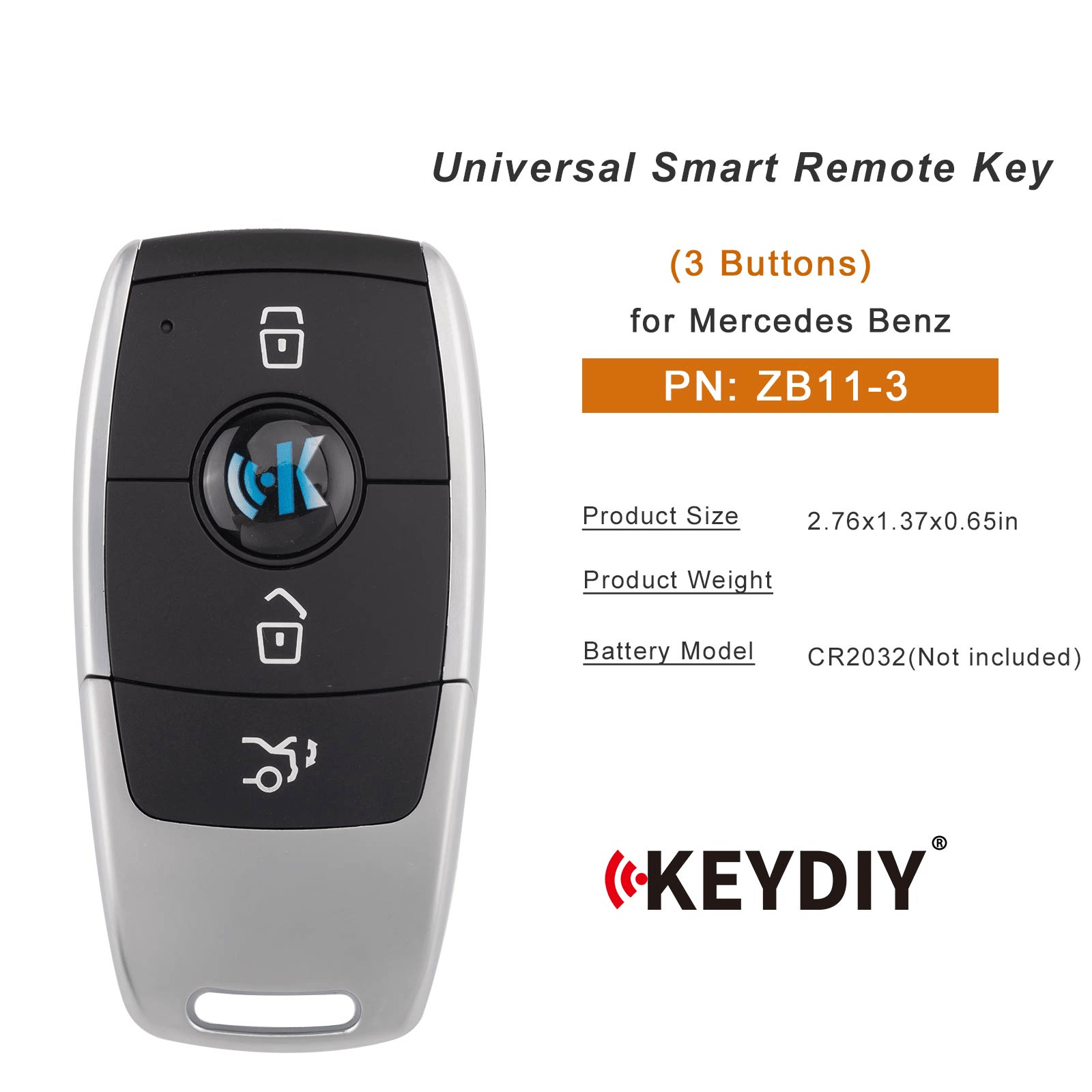 KEYDIY KD ZB11-3 Smart Remote Key (BZ) for Mercedes Benz Type 3 Buttons