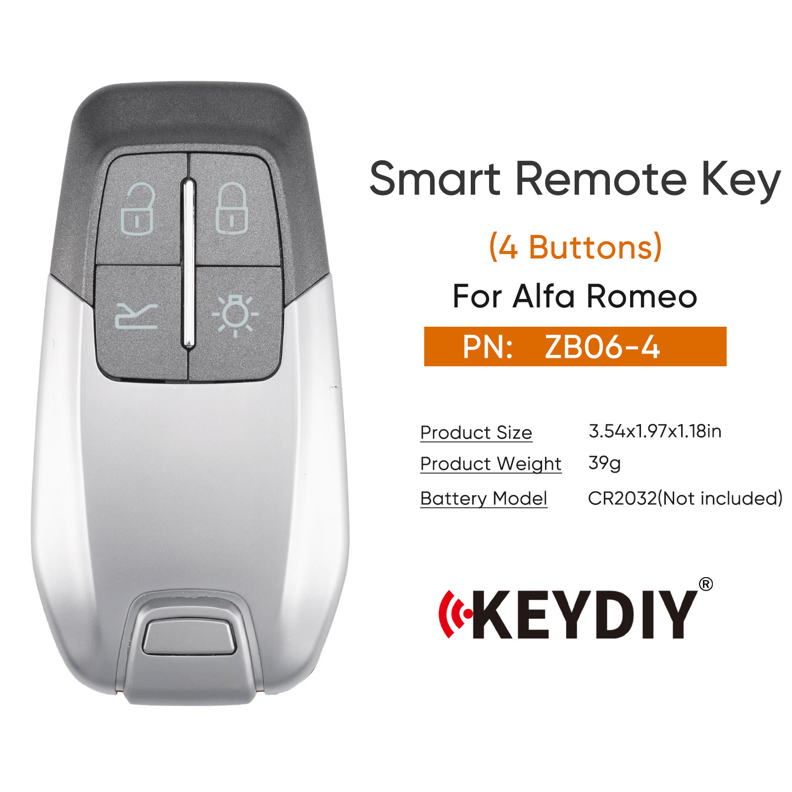KEYDIY KD ZB06-4 Smart Remote Key for Alfa Romeo Type 4 Buttons