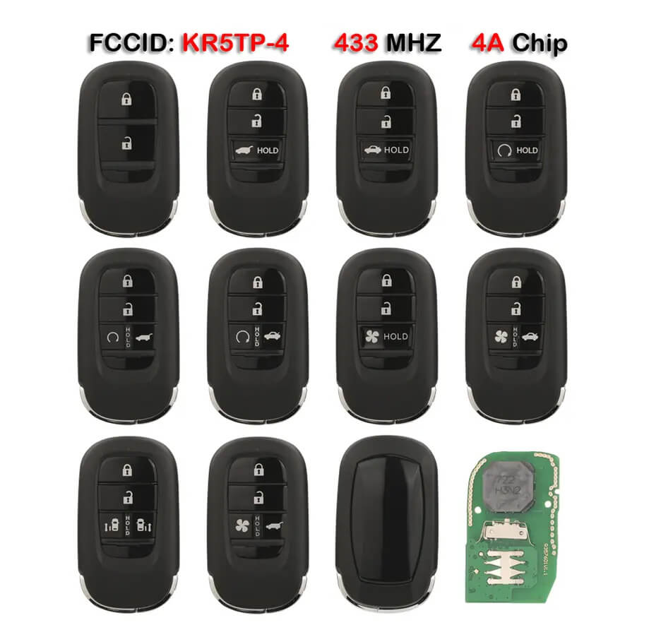 2/3/4 Button New Smart Remote Key 4A Chip 433MHz KR5TP-4 For Honda