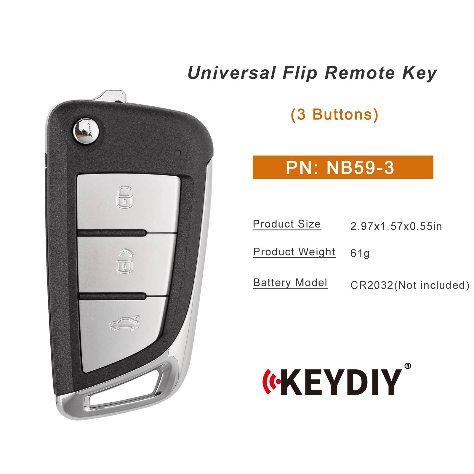 KEYDIY KD NB59-3 Flip Remote Key 3 Buttons