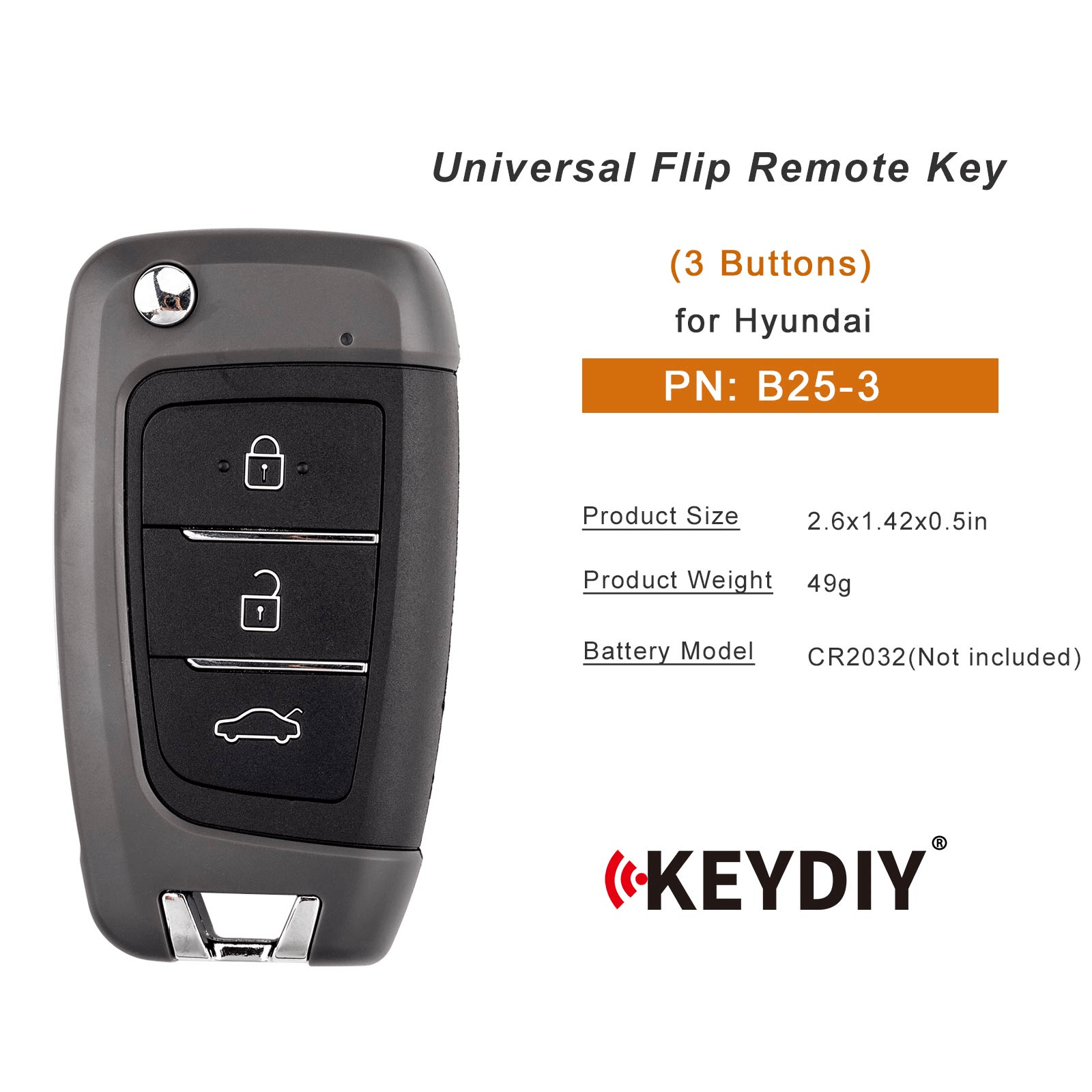 KEYDIY KD NB25-3 PCF Flip Remote Key for Hyundai Type 3 Buttons