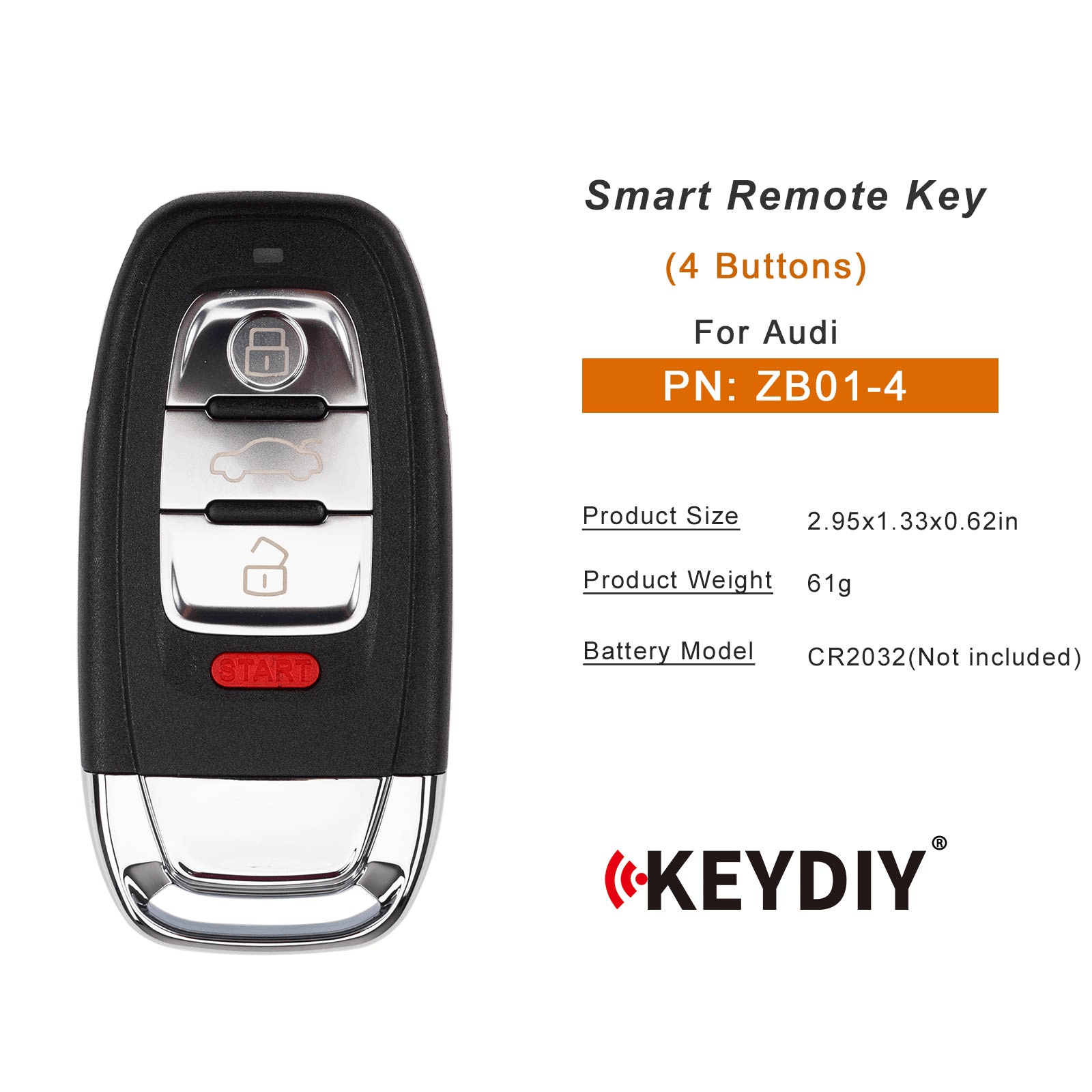 KEYDIY KD ZB01-4 Smart Remote Key for Audi Type 4 Buttons
