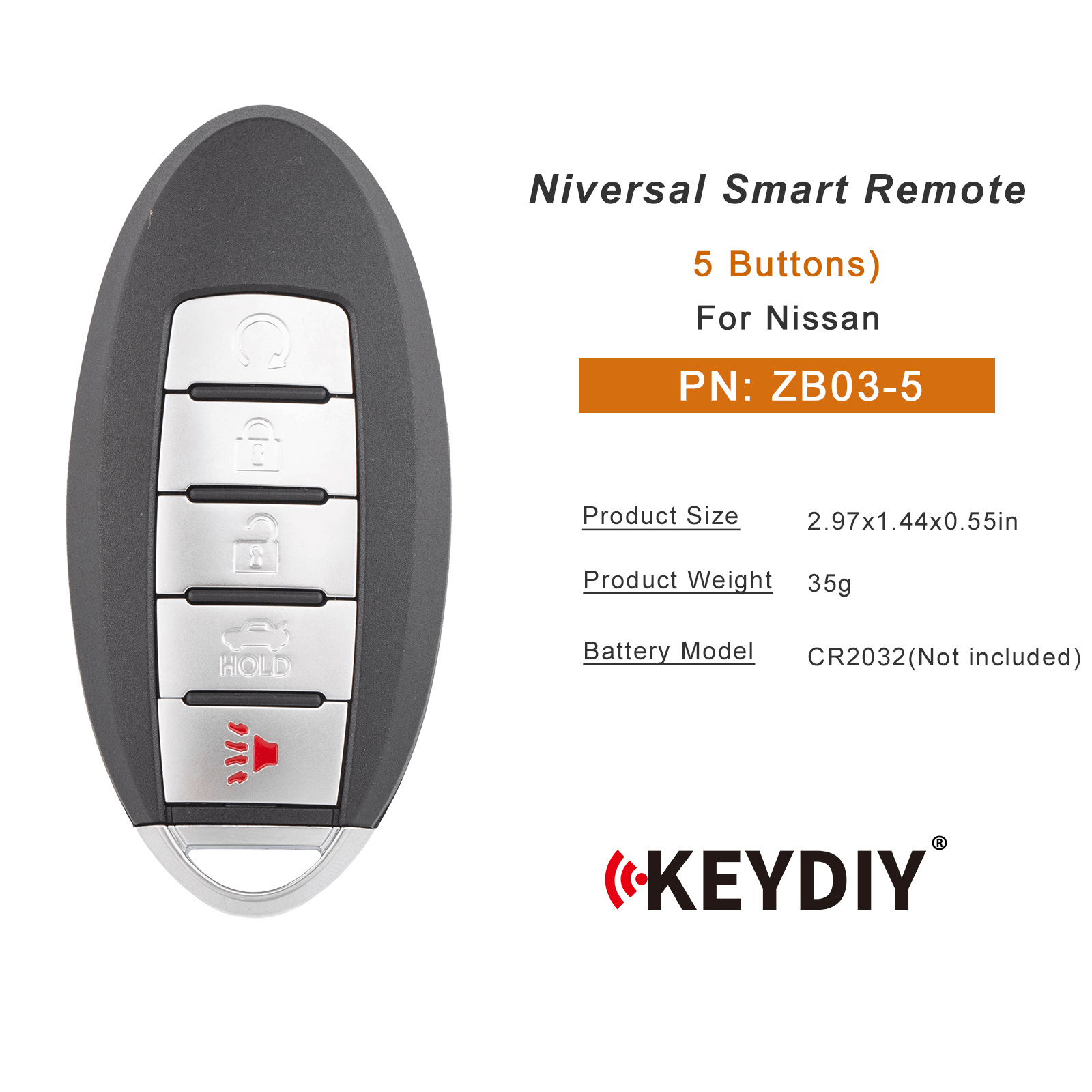 KEYDIY KD ZB03-5 Smart Remote Key for Nissan Type 4+1 Buttons