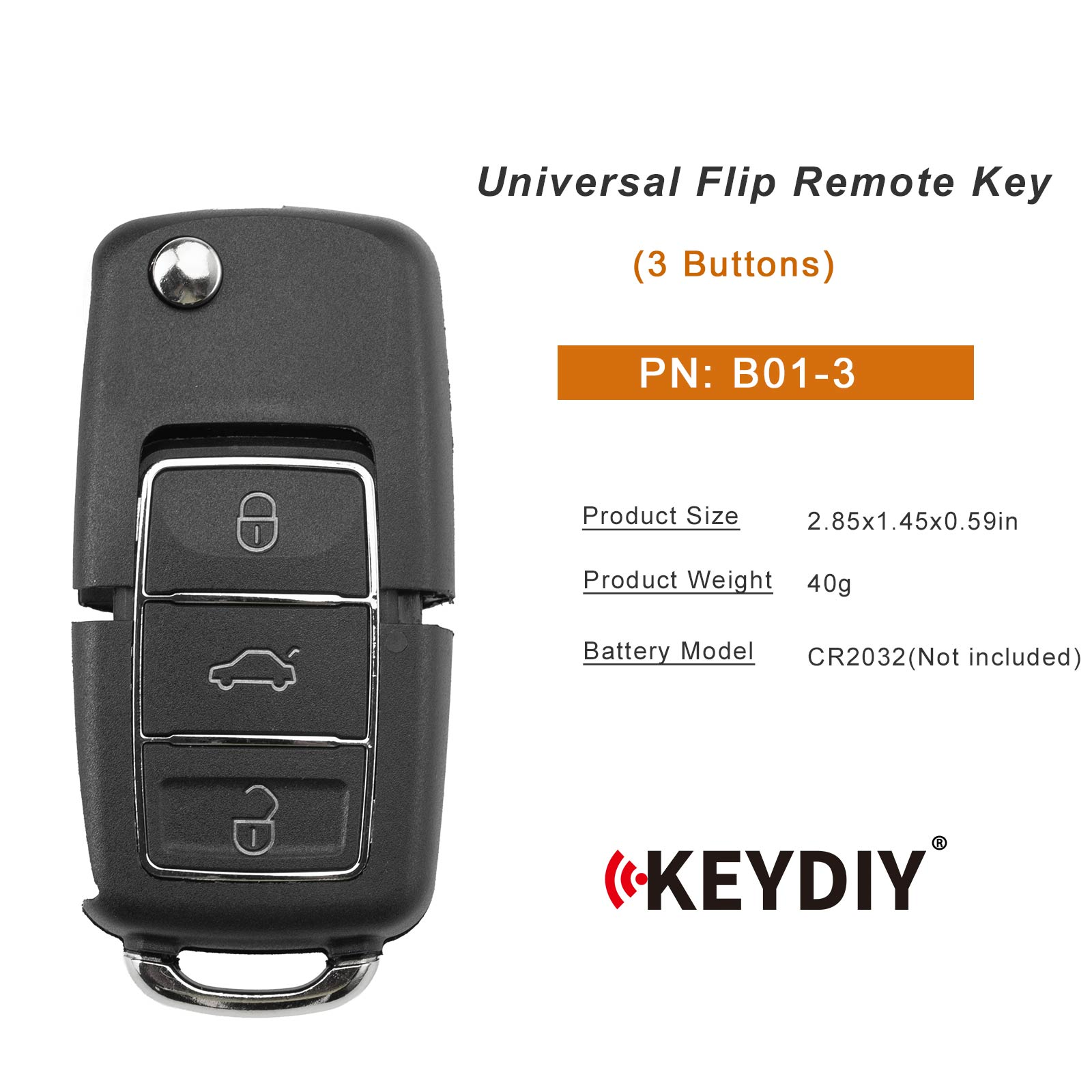 KEYDIY KD B01-3 Flip Remote Key for VW Type Luxury 3 Buttons