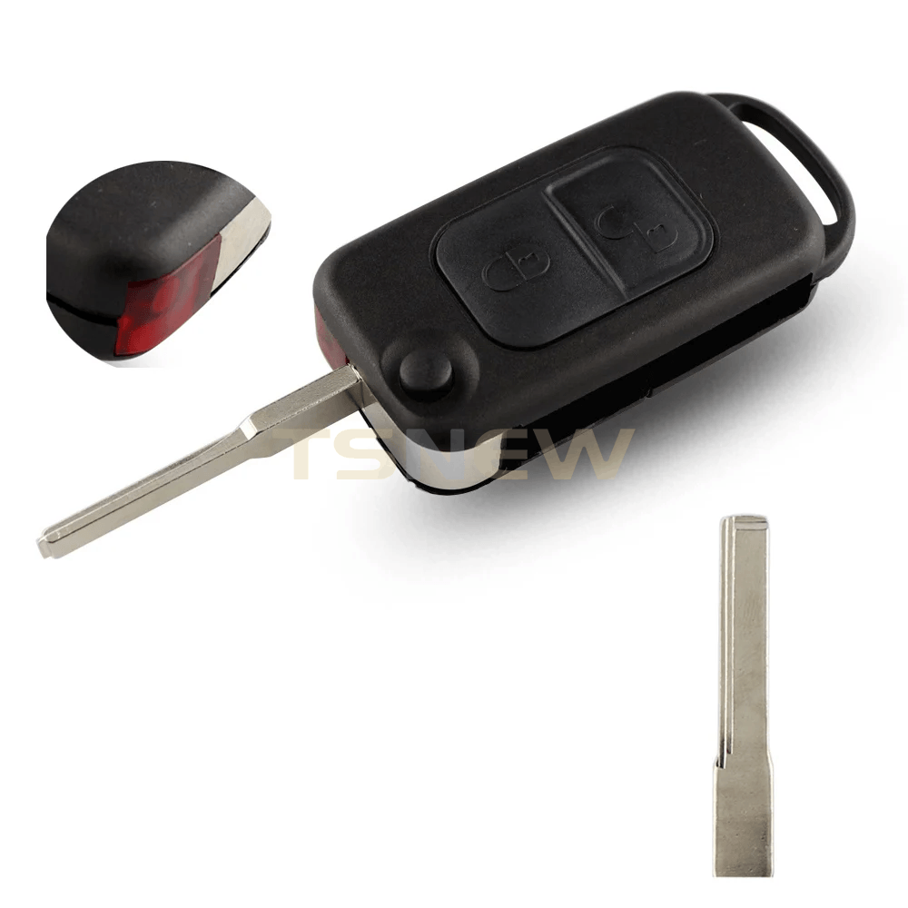 2 Buttons Remote Key Replacement Shell With Blank Key Blade For Old Mercedes-Benz Smart Key Fob Housing