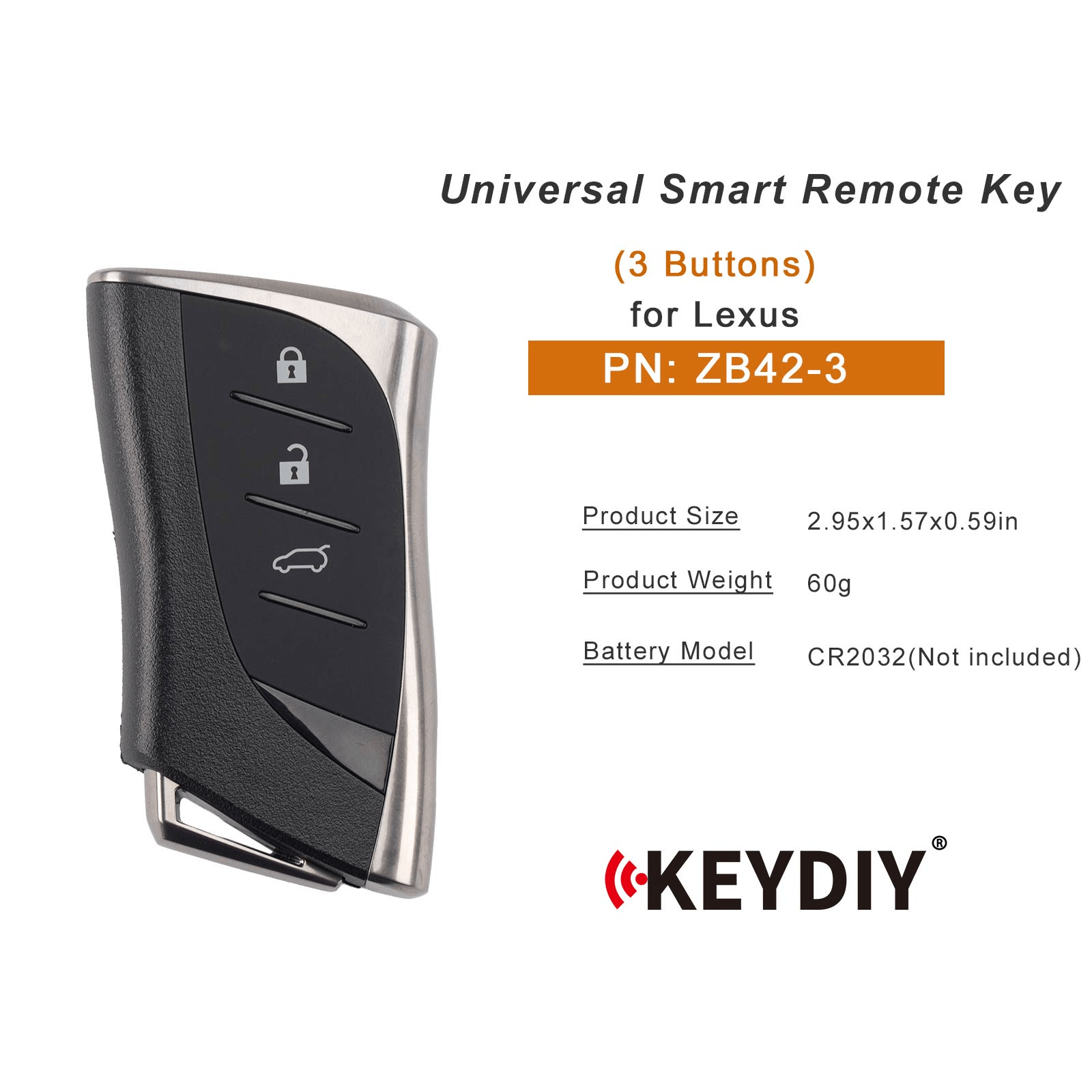 KEYDIY KD ZB42-3 Smart Remote Key for Lexus Type 3 Buttons