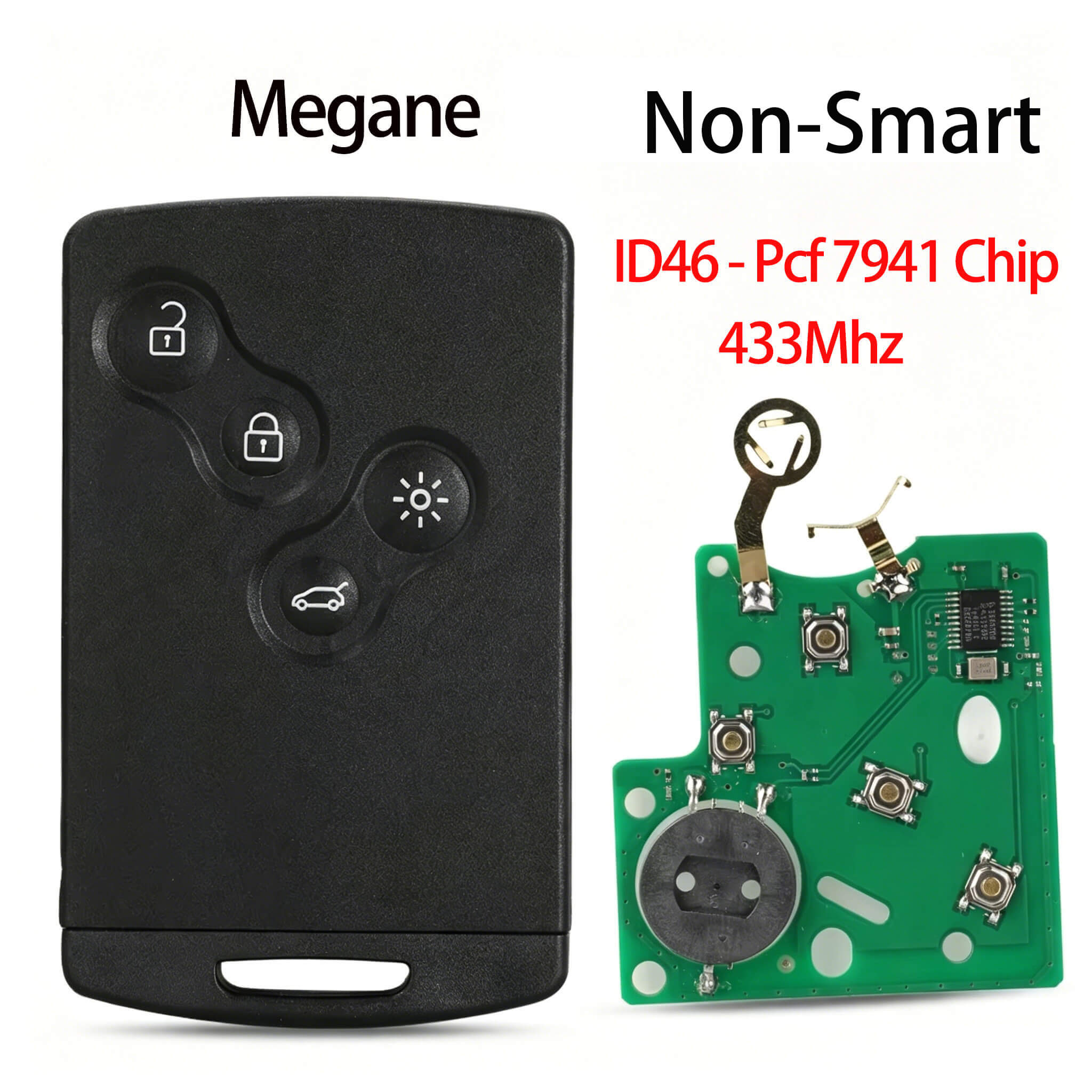 4 Buttons Car Remote Key Card For Renault Koleos Megane 433mhz Ask Id46 Pcf7941 Chip Non Hands Free Smart Key Fob