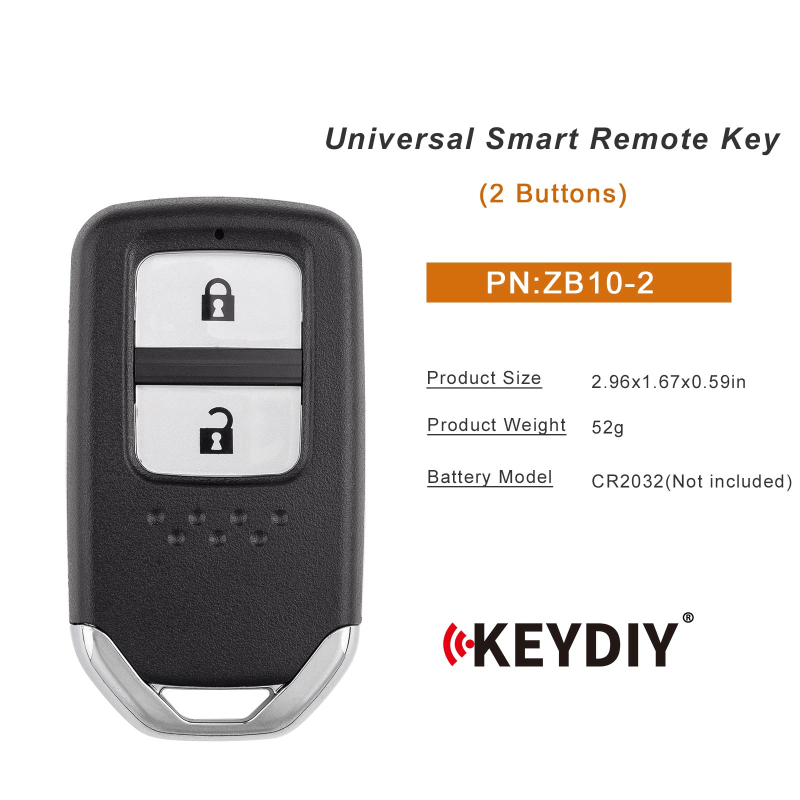 KEYDIY KD ZB10-2 Smart Remote Key for Honda Type 2 Buttons