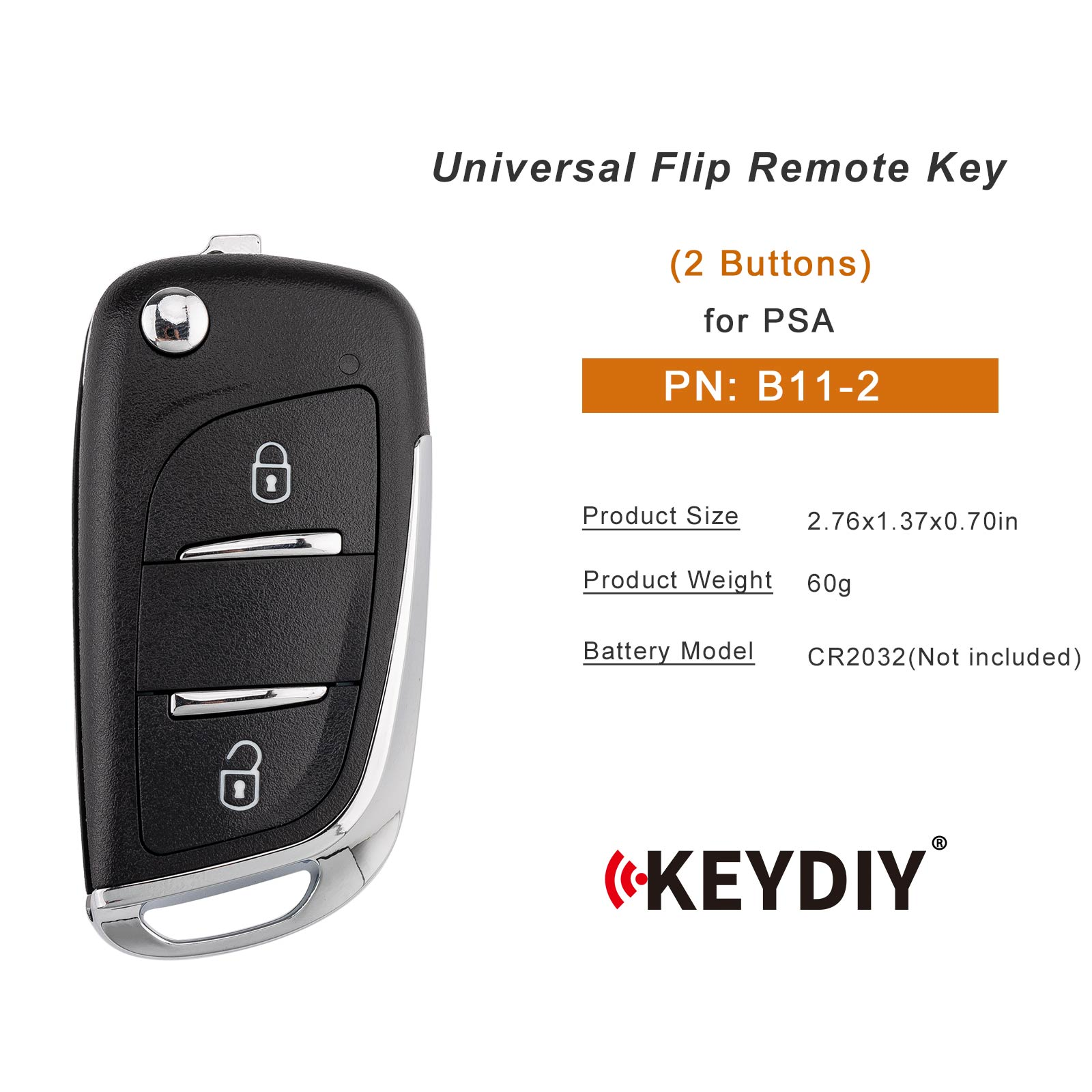 KEYDIY KD B11-2 Flip Remote Key for PSA Type 2 Buttons