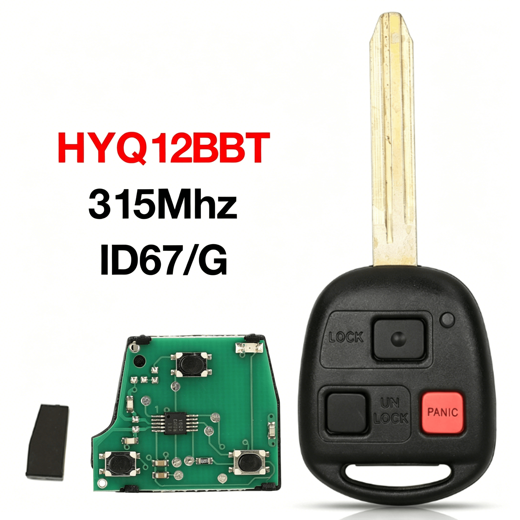 3 Buttons Remote Car Key Fob 315MHz ID67/G Transponder Chip FCC HYQ12BBT For Toyota