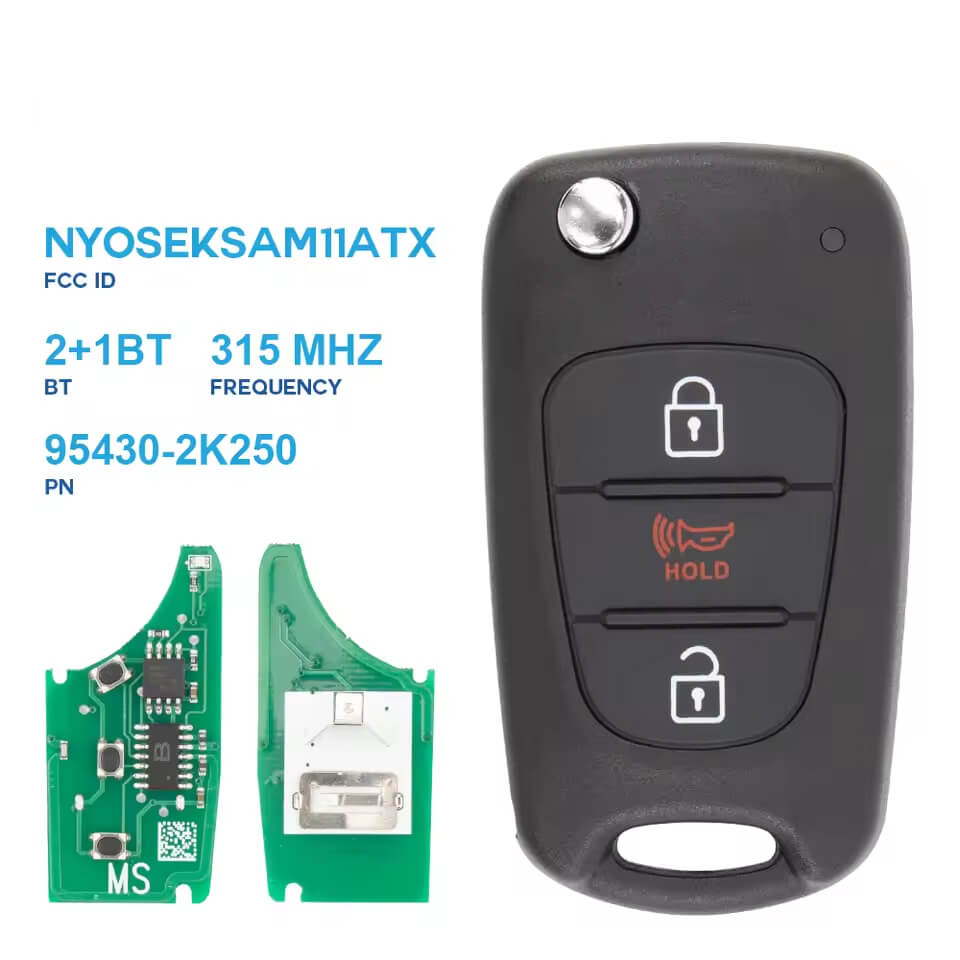 2010-2012 Kia Soul / 3-Button Flip Key / PN: 95430-2K250 / NYOSEKSAM11ATX (AM11MY) (AFTERMARKET)