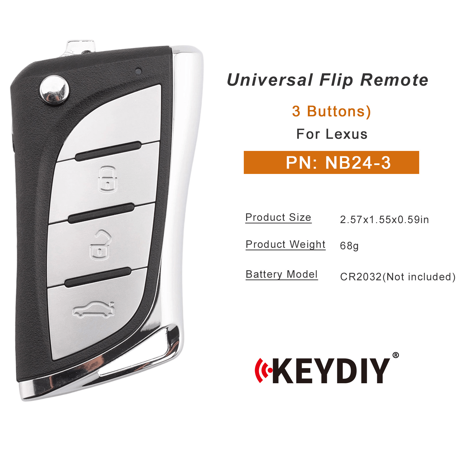KEYDIY KD NB24-3 Universal Flip Remote Key for Lexus 3 Buttons Type