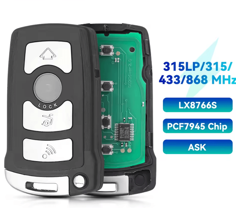 2002-2008 BMW 7 Series / 4-Button Smart Key / PN: 29111A-12133 / LX8766S / CAS1 / 315 MHz (AFTERMARKET)