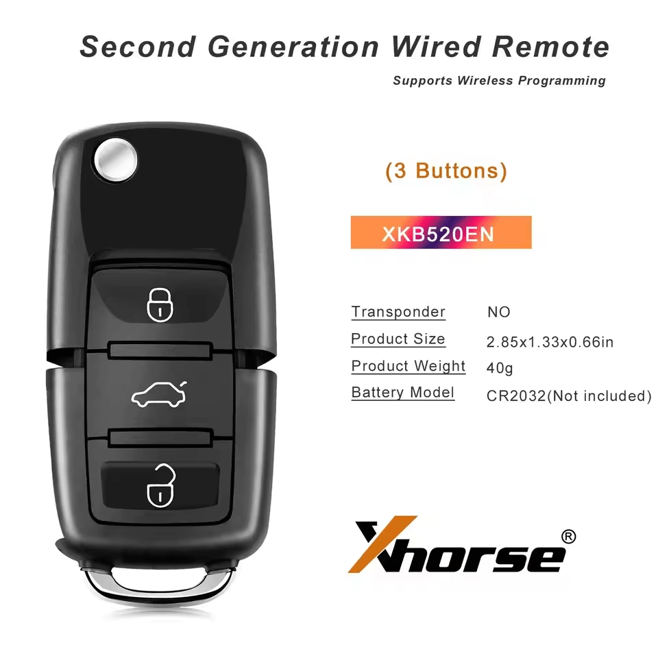 Xhorse XKB520EN 2nd Generation Wire Remote Key B5 Type Supports Wireless Programming
